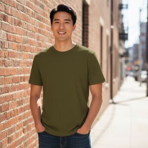 Out Of The Blue 100% Silk Unisex T-shirt Green Size Medium